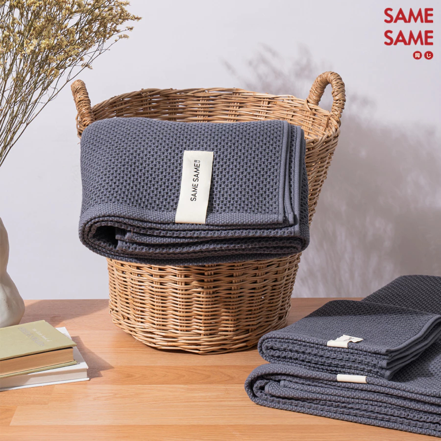 Samesame ผ้าเช็ดตัวรังผึ้ง ขนาดใหญ่ สไตล์ญี่ปุ่น แห้งไวซึมซับน้ำดี ไม่เหม็นอับถักทอรูปแบบรังผึ้ง