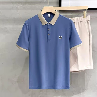 เสื้อโปโลชาย แขนสั้น คอปกตัดสี สไตล์เกาหลี ผ้าคอตตอนคุณภาพดี เสื้อผู้ชายแฟชั่น ใส่สบาย ฤดูร้อน 6 สี【COD】