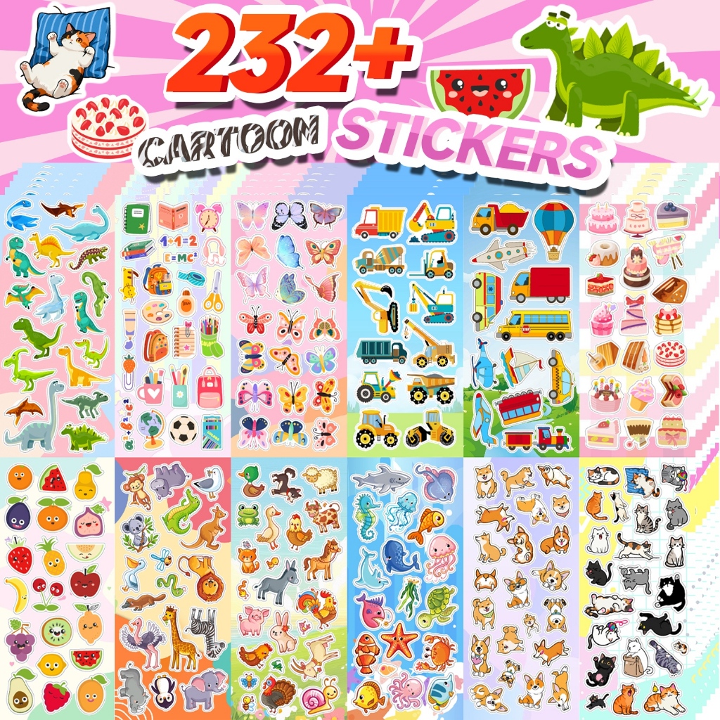 232 + สติกเกอร์สำหรับเด็ก, สติกเกอร์เด็กน่ารักหลากหลายแพ็คสำหรับ Scrapbooking, รางวัลห้องเรียนครู, สติกเกอร์ของขวัญวันเด