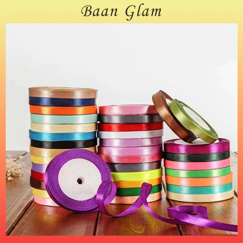 ริบบิ้นผ้าซาติน หน้ากว้าง1.0 ยาว 22 หลา/ม้วน บรรจุของขวัญคริสต์มาสตกแต่ง Diy ริบบิ้นม้วนผ้า