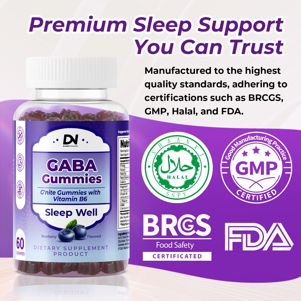 GABA Sleep Well Gummies 60 กัมมี่ อาหารเสริมช่วยให้นอนหลับ หลับลึก ผ่อนคลาย Vitamin B L-THEANINE Sleep Supplement