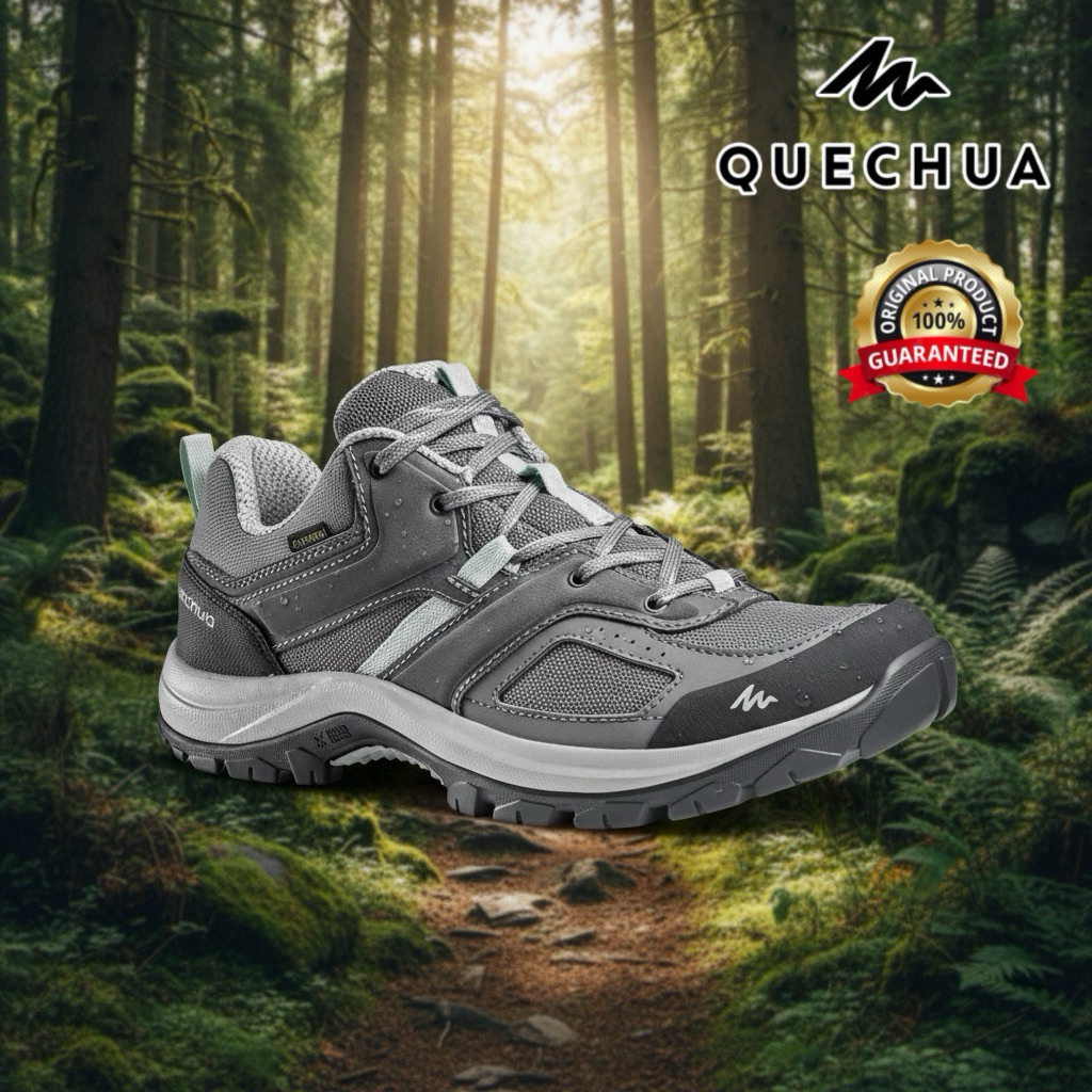 รองเท้าเดินป่าสำหรับผู้หญิง “มีไซส์ 36-41“ รุ่น MH100 (สีเทา/เขียว) QUECHUA