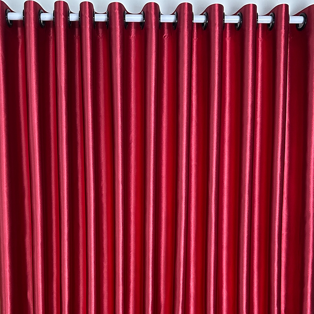 P-Plus Curtain ม่านสีแดง GH3503 ม่านตาไก่ กันแสง 90% แดงผ้าเงา สั่งตัดตามขนาดที่ต้องการได้