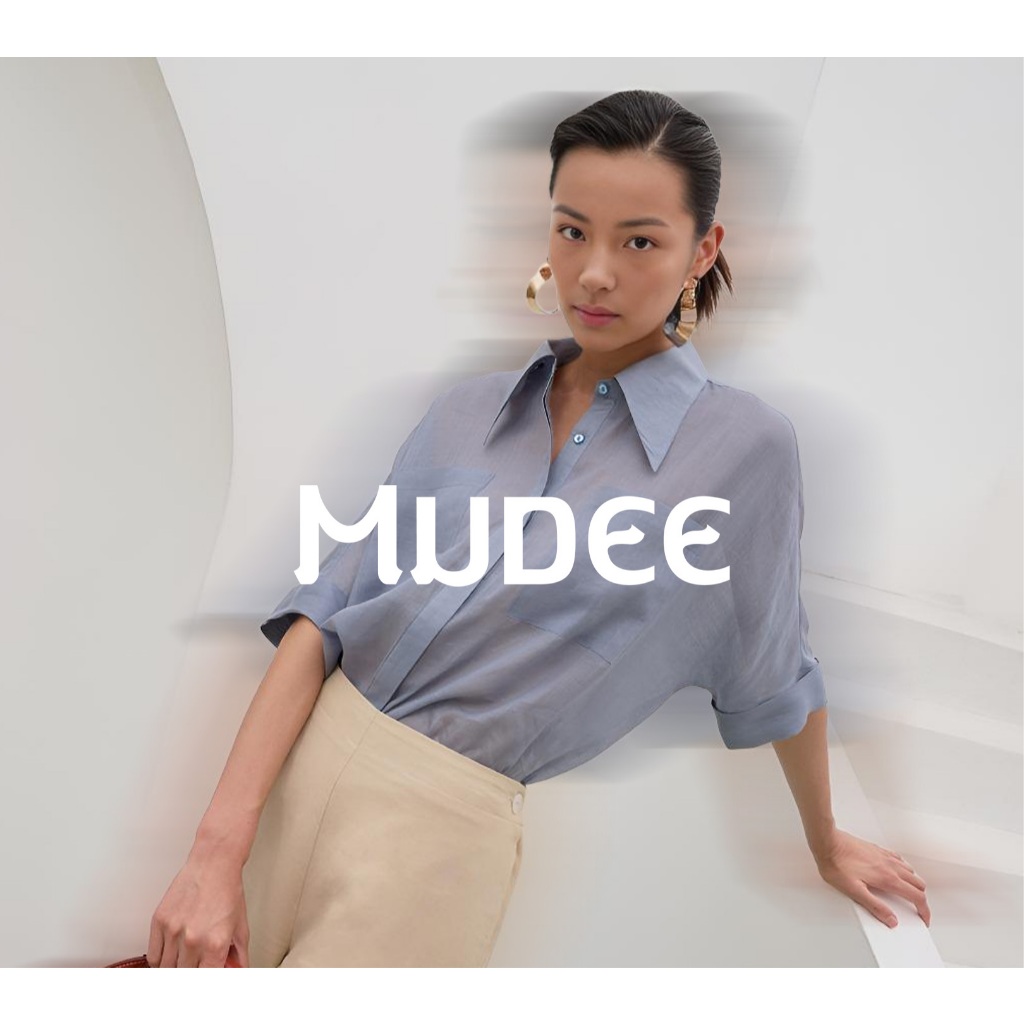 MUDEE เสื้อเชิ้ตแขนสั้น ผ้าเทนเซลโปร่งใส