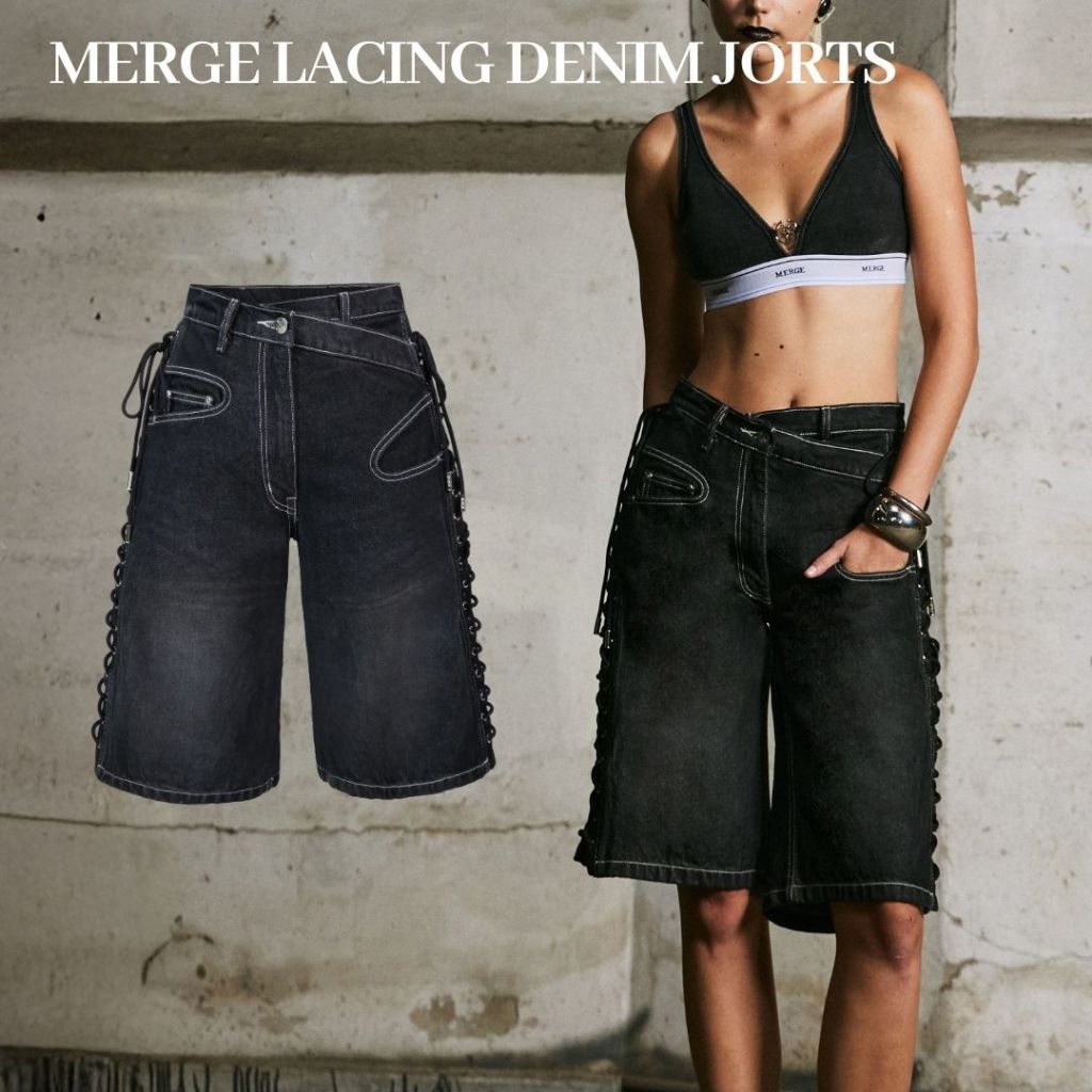 Merge Official - Merge Lacing Denim Jorts (พร้อมส่ง)