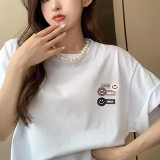 🌷ChillTee🌷เสื้อยืดคอกลม เสื้อแฟชั่น แขนสั้น คอกลม ผ้าCOTTON สบายและนุ่ม พิมพ์ลาย "LUCK" ผู้ชายและผู้หญิง【COD】