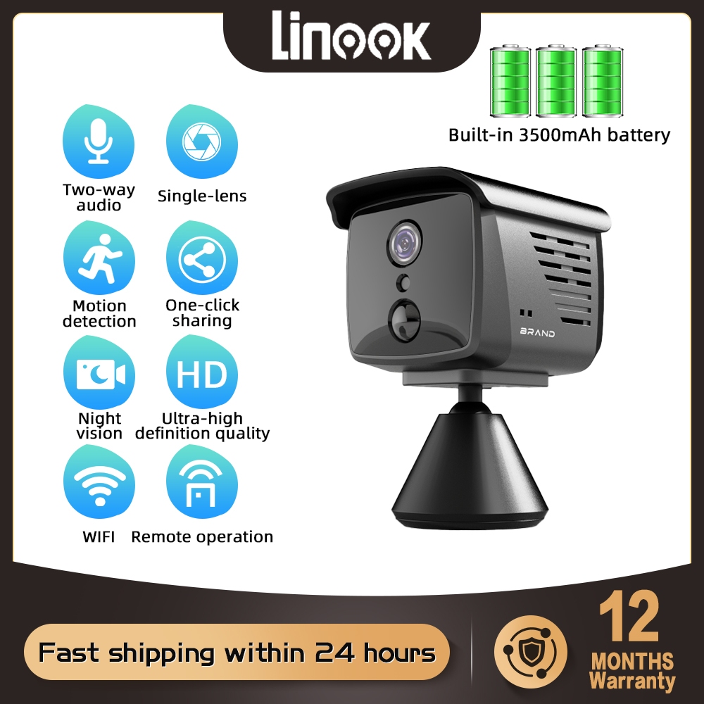 Linook กล้องวงจรปิดไร้สายในร่ม WiFi 8MP พร้อมแบตเตอรี่ในตัวและการตรวจจับการเคลื่อนไหว 3500mAh สะดวก