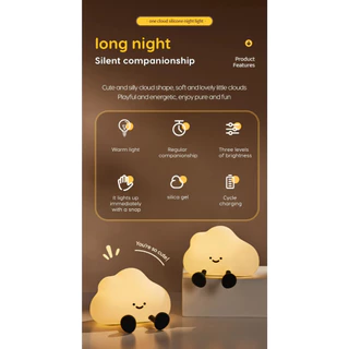 Goose Hours โคมไฟก้อนเมฆ Cloud Lamp ตบตูดปรับแสงได้ 3 ระดับ โคมไฟหัวเตียง โคมไฟตั้งโต๊ะ ไร้สาย ชาร์จ USB-C
