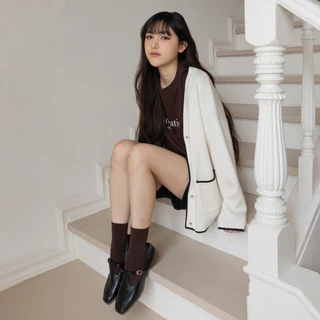 avo คาร์ดิแกนแต่งขอบทูโทน vivie knit cardigan