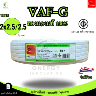 Thai Union สายไฟ VAF-G 2x2.5/2.5 sq.mm. ความยาว 20/30/50/100 เมตร มาตรฐาน มอก.11 เล่ม101-2559