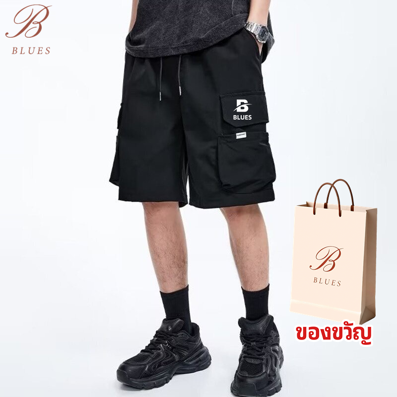 B BLUES กางเกงขาสั้นลำลองผู้ชายไซส์ L-5XLเอวยางยืดกระเป๋าข้างผ้าดีคุณภาพดีและราคาถูก แฟชั่นชาย สีไม่ตก