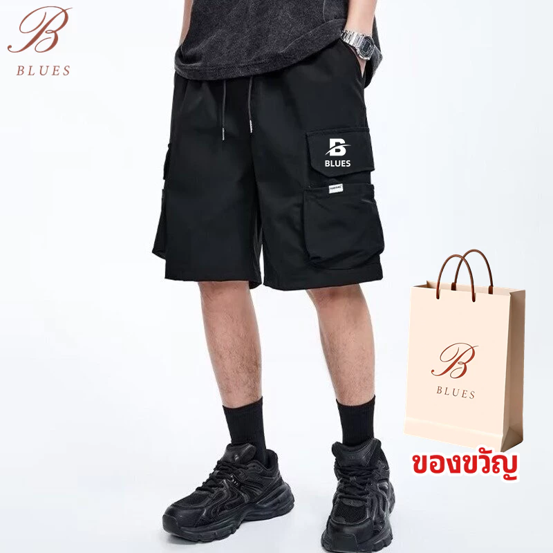 B BLUES กางเกงขาสั้นลำลองผู้ชายไซส์ L-5XLเอวยางยืดกระเป๋าข้างผ้าดีคุณภาพดีและราคาถูก แฟชั่นชาย สีไม่ตก
