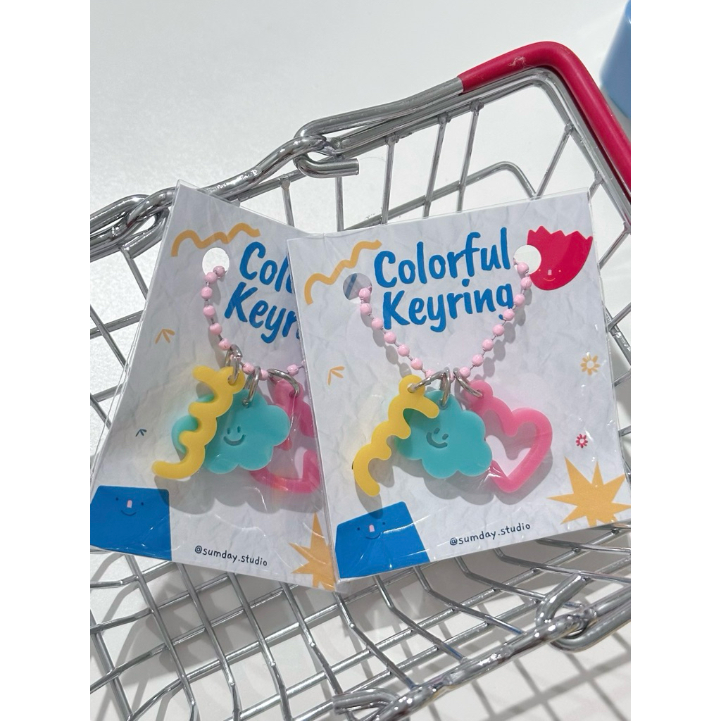 พวงกุญแจ จี้อะคริลิคโซ่ไข่ปลา Colorful keyring (ของปัจฉิม ของเเจก giveaway)