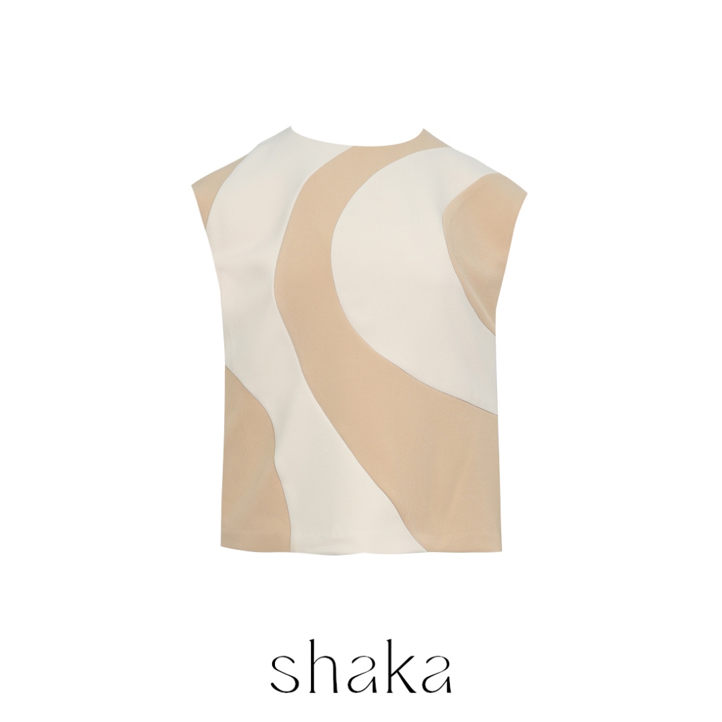 Shaka SS25 Color Block Orbit Top เสื้อแขนในตัว ตัดต่อเล่นโทนสีโมโนโครม (KHAKI) BL-8250210 — صورة 6
