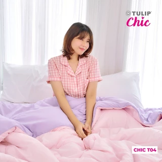 TULIP CHIC ผ้าห่มนวม ทูโทน สีม่วง-ชมพู สีพื้นพาสเทล CHIC T04 ผ้านวมหนานุ่ม ห่มสบาย สไตล์มินิมอล