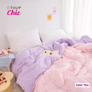 TULIP CHIC ผ้าห่มนวม ทูโทน สีม่วง-ชมพู สีพื้นพาสเทล CHIC T04 ผ้านวมหนานุ่ม ห่มสบาย สไตล์มินิมอล