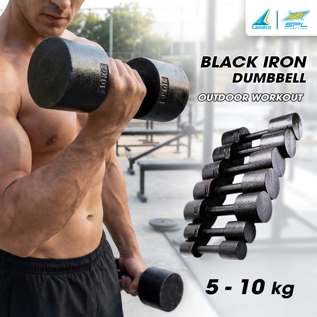 SPORTLAND Collection ดัมเบลดำ SPL Black lron Dumbbell th (5 kg,6kg, 7kg, 8 kg, 9kg, 10kg) BK