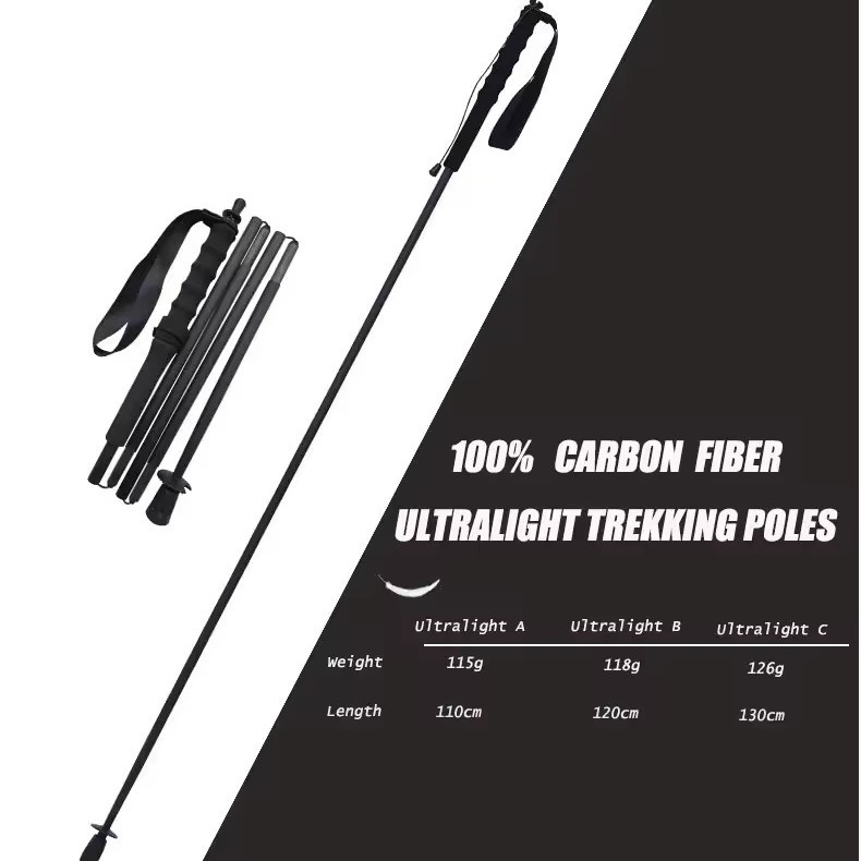 ไม้เท้าเดินป่า คาร์บอนไฟเบอร์ UD น้ำหนักเบา 120g พกพาสะดวก - รูปที่ 2