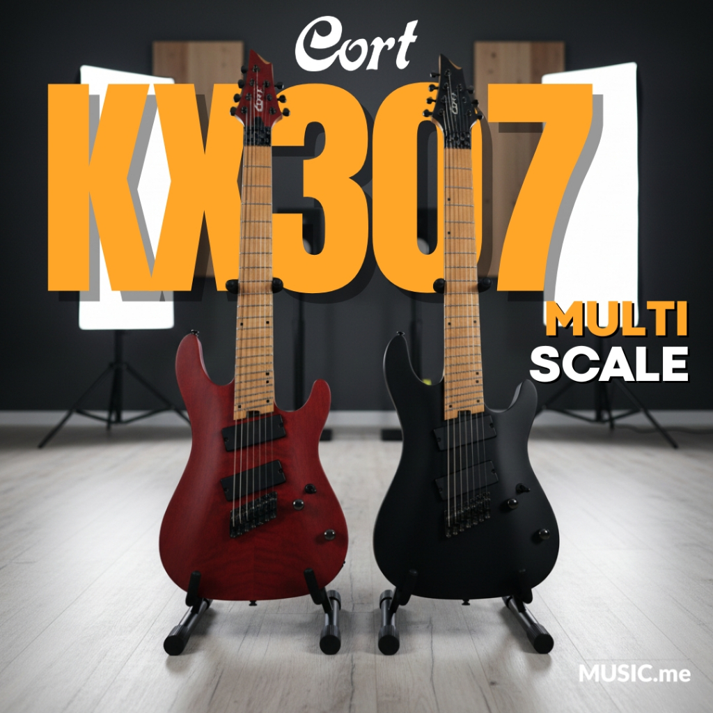 กีตาร์ไฟฟ้า 7 สาย Cort KX307 Multi Scale: เฟรตเอียง, Roasted Maple, ปิ๊กอัพ PowerBar, สำหรับ Extreme