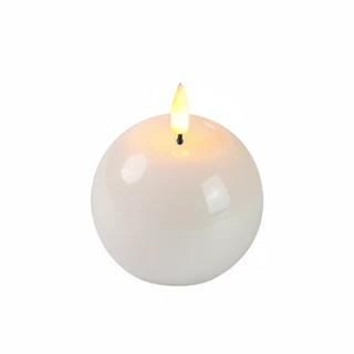 Claire Candle เทียนLED สีขาว ทรงกลม 8 ซม. ผิวเรียบ ใส่ถ่าน เทียนแต่งบ้าน รับปีใหม่