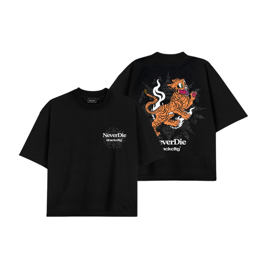 DRACK - NEVERDIE เสื้อยืดคอกลมทรงBOXY