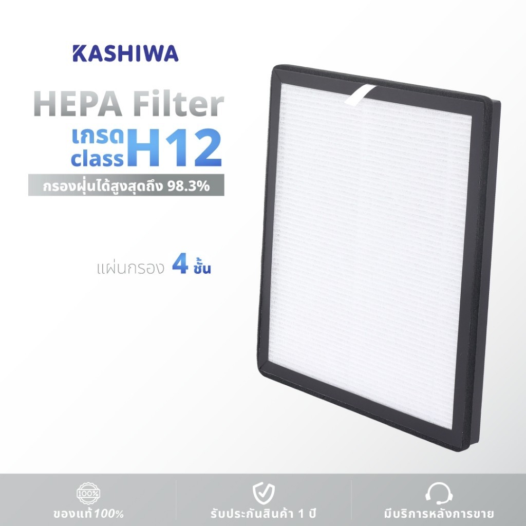 Kashiwa ไส้กรองเครื่องฟอก รุ่น IM-004 ขนาด 27 X 30.8 X 2.3 cm. H12 4 ชั้น สำหรับกรองฝุ่น PM2.5 และกล
