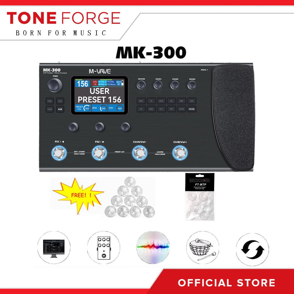 M-Vave MK 300 Multi-Effect Modeler Capturer Guitar Bass Processor เอฟเฟคกีตาร์ เอฟเฟคเบส M Vave MK30