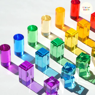 (พร้อมส่ง)บล็อกอะคริลิคใสโปร่งแสง สีรุ้ง 🌈 แบบทรงสี่เหลี่ยม สูงโปร่ง คุณภาพพรีเมียม ของเล่นเสริมพัฒนาการ