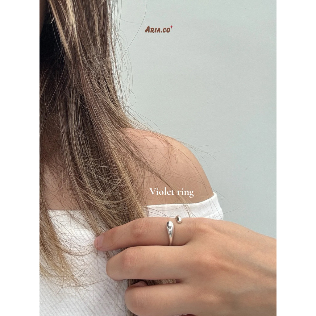 Violet แหวนเงินแท้ 925 (Silver) ปรับขนาดได้-Aria.co