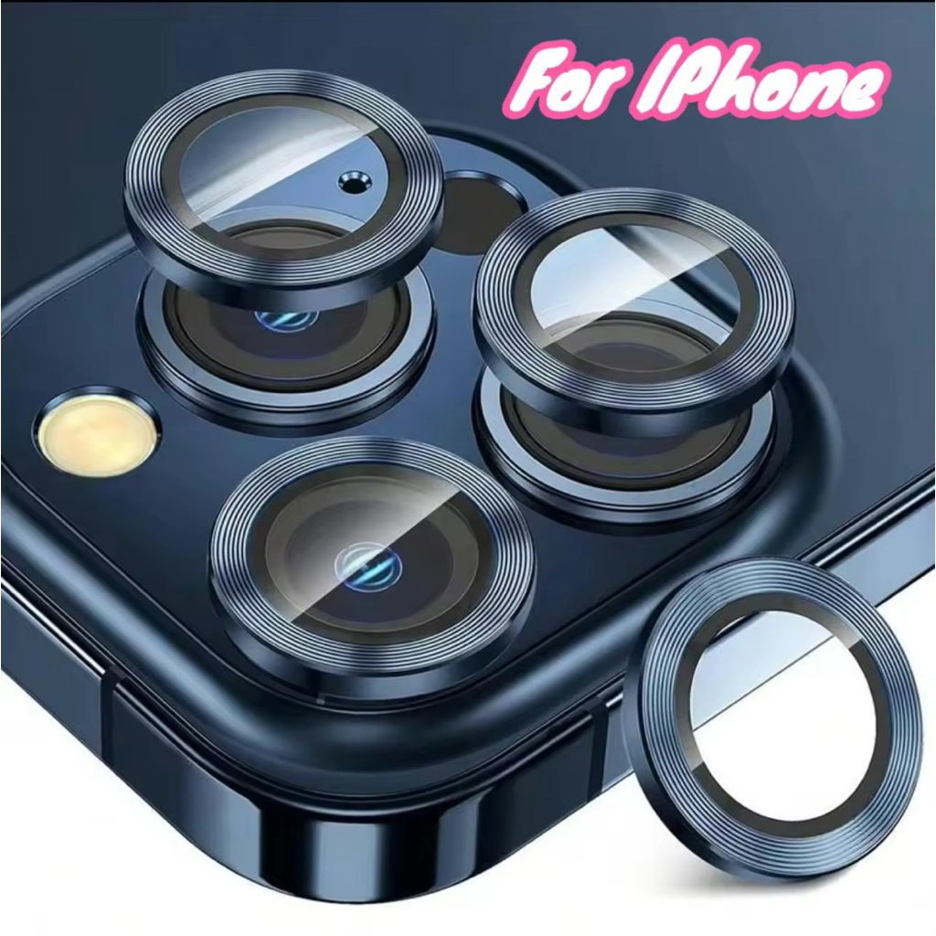 ฟิล์มกล้อง สำหรับ iphone 17Pro 17ProMax 16Pro 16ProMax 15Pro 15Promax 14Pro 14Promax ตัวป้องกันฝาครอบเต็ม วงแหวนขอบโลหะ