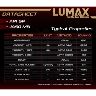 น้ำมันเครื่องสังเคราะห์100% LUMAX RS-1 JASO MA2 10W/40 , 10W/50 และ AX-1 JASO MB 10W/40 ขนาด 1L