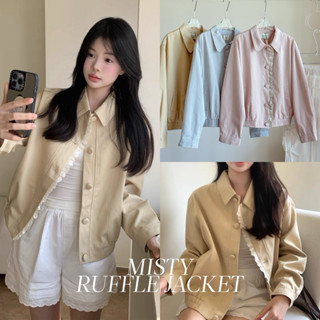 -𝐂𝐡𝐢𝐯𝐚- Misty Ruffle Jacket | แจ็คเก็ตสไตล์มินิมอลแต่งระบายล…