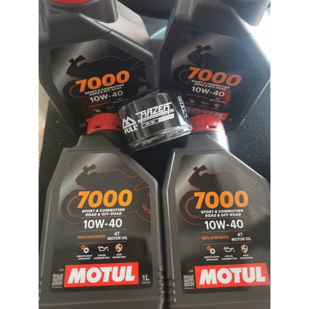 ชุดถ่ายน้ำมันเครื่อง MOTUL htect100/7000 10W-40 4 ลิตร ฟรีกรองน้ำมันเครื่อง Royal Enfield Intercepto
