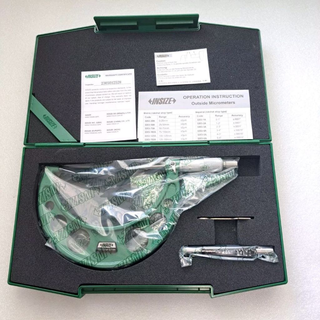 ไมโครมิเตอร์วัดนอก Outside Micrometer 100-125, 125-150, 150-175, 175-200 mm INSIZE รุ่น 3203 – โปรปัง