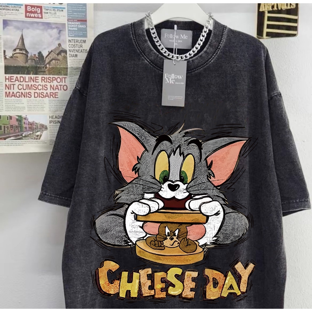COD สไตล์อเมริกันหล่อ M-5XL เสื้อยืดเฮฟวี่เวทที่ผู้ชายและผู้หญิงใส่ได้ เสื้ออเนกประสงค์คอกลมหลวมพิมพ์ลายแฟชั่น ราคา ถูกที่สุด ดีลบีเคเค แกลเลอรีภาพที่ 3