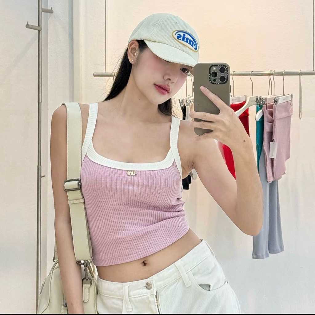 IVYtankTOPเสื้อสายเดี่ยวunigamสีชมพู