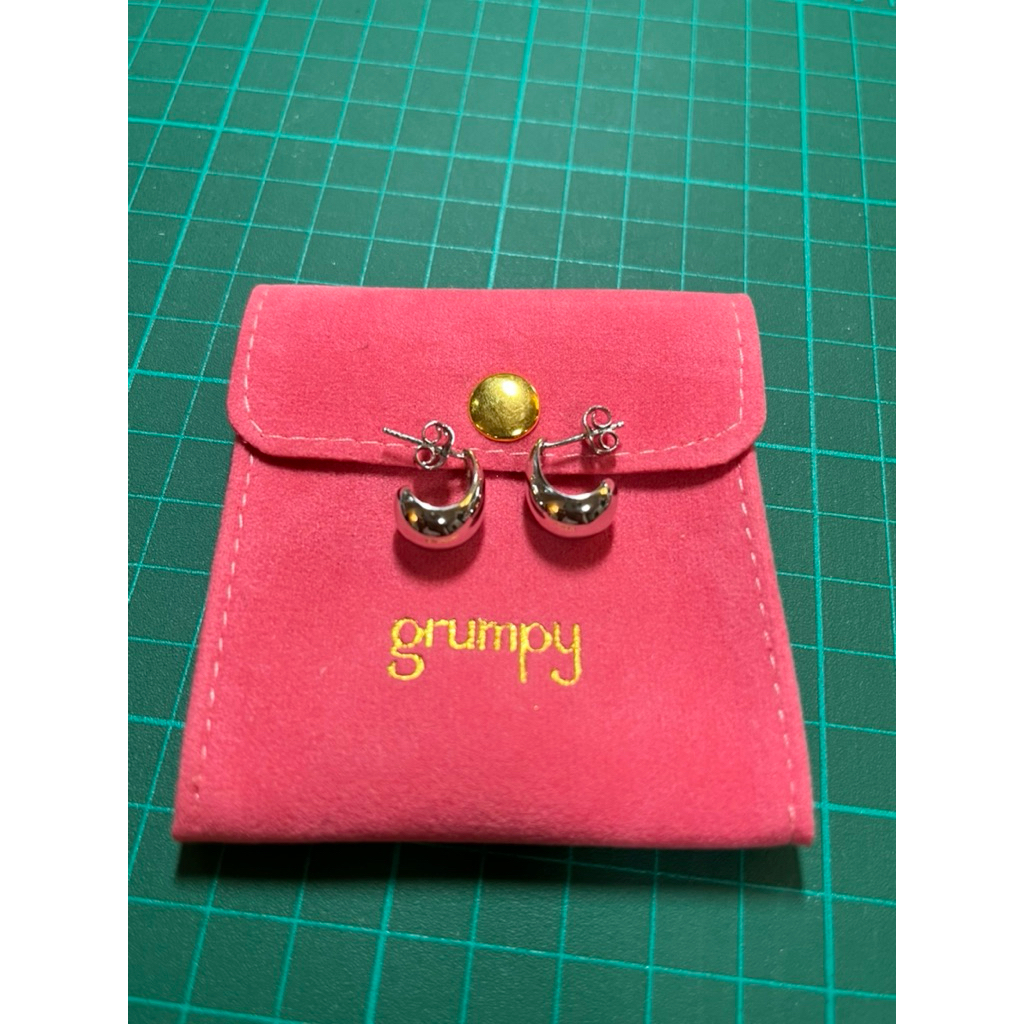 ต่างหู Grumpy อะไหล่เงิน โรเดียม