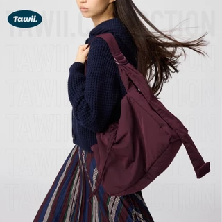 Tawii. กระเป๋า Unisex ไนลอนวัสดุ ความจุขนาดใหญ่ กระเป๋าสะพายข้างเดียว กันน้ำ ด้วยการออกแบบเชือก