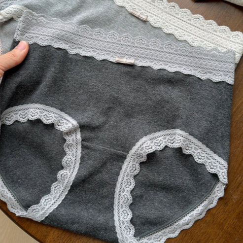 Bmme กางเกงในผ้าฝ้าย 100% เอวกลาง ดีไซน์ขอบลูกไม้ ยืดหยุ่นสูง ขยายขอบเป้ากางเกง สวมใส่สบาย - รูปที่ 4