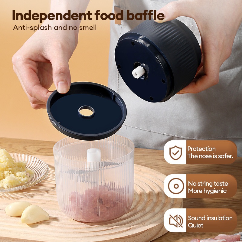 เครื่องปั่นกระเทียม พริก 350ML ไร้สาย ปั่นละเอียด บดเนื้อ บดกระเทียมไฟฟ้า - รูปที่ 4