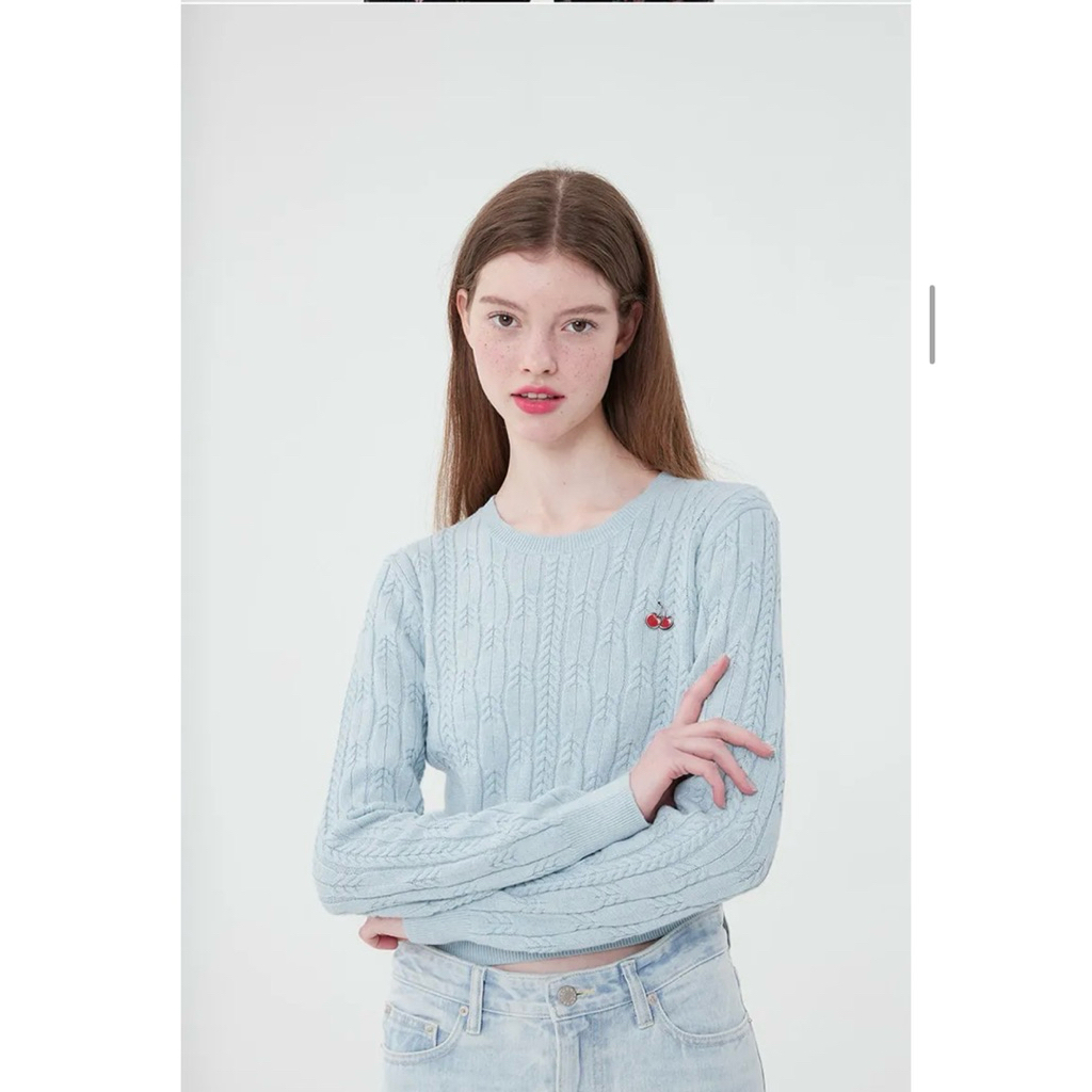Kirsh small cherry cable crop Knit Sweater