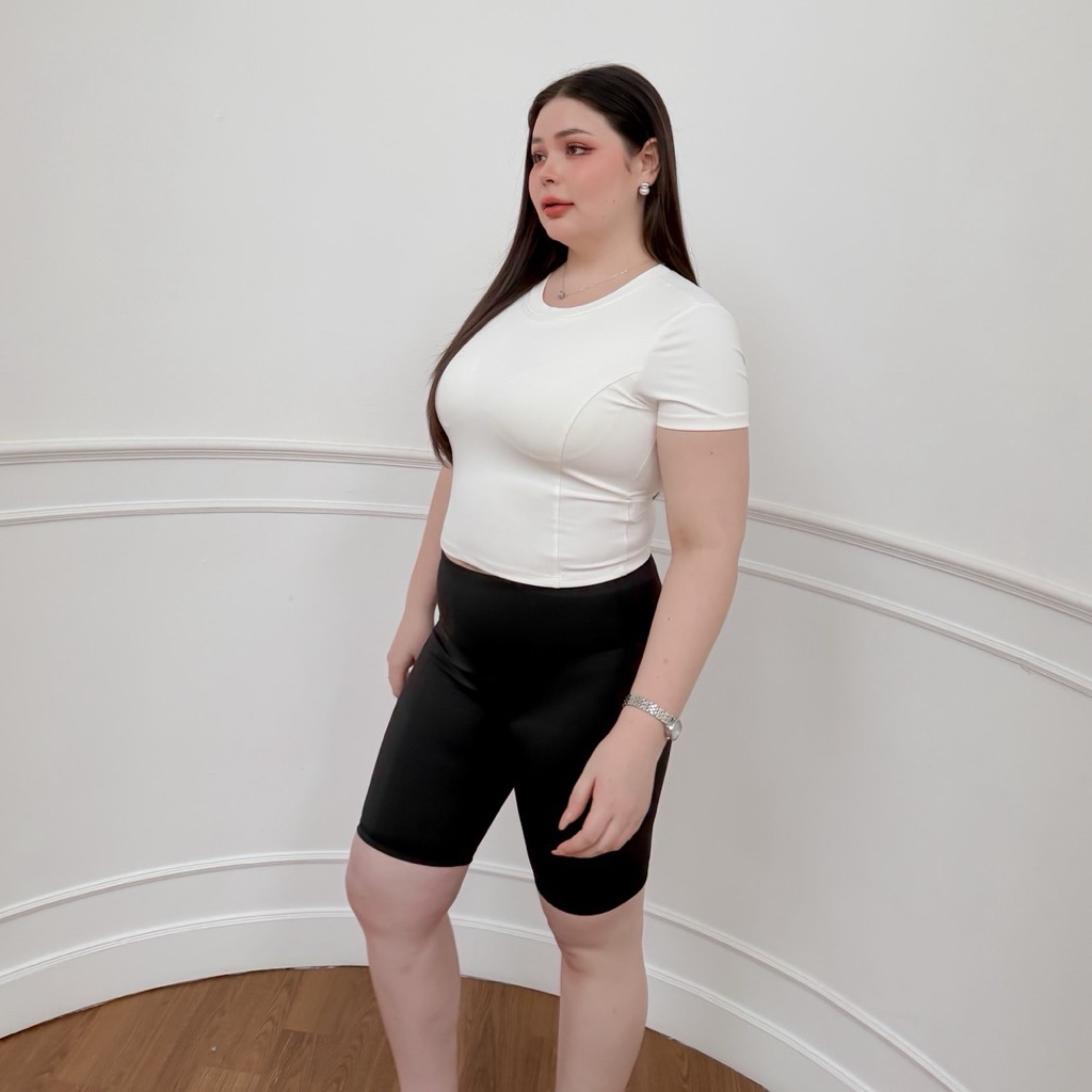 Lady M | ไซส์ใหม่ 3-5XL รุ่นขายดี กางเกงออกกำลังกายขาสั้นสาวอวบ ใส่เล่นโยคะ เล่นกีฬา Everylook ได้ทุกวัน เอวสูงสวยปัง - รูปที่ 4