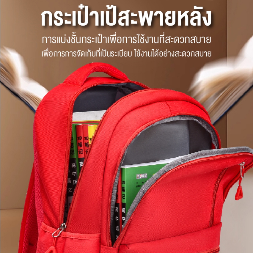 กระเป๋านักเรียน กระเป๋าเป้ทรงสปอร์ต กระเป๋าสะพายหลัง กระเป๋านักเรียนความจุมากน้ำหนักเบากันน้ำ สินค้าพร้อมส่ง - รูปที่ 3