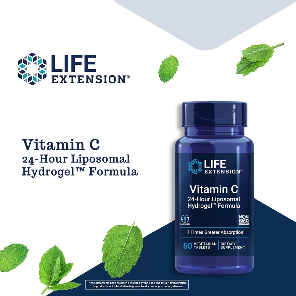วิตามินซี 24 ชั่วโมง Liposomal Hydrogel™ Formula 60 เม็ดมังสวิรัติ