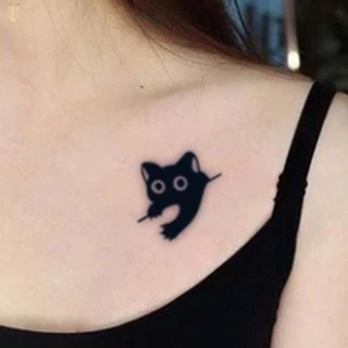 Tatoo สติกเกอร์รอยสักชั่วคราว ลายแมวน่ารัก กันน้ํา สําหรับผู้ชาย และผู้หญิง
