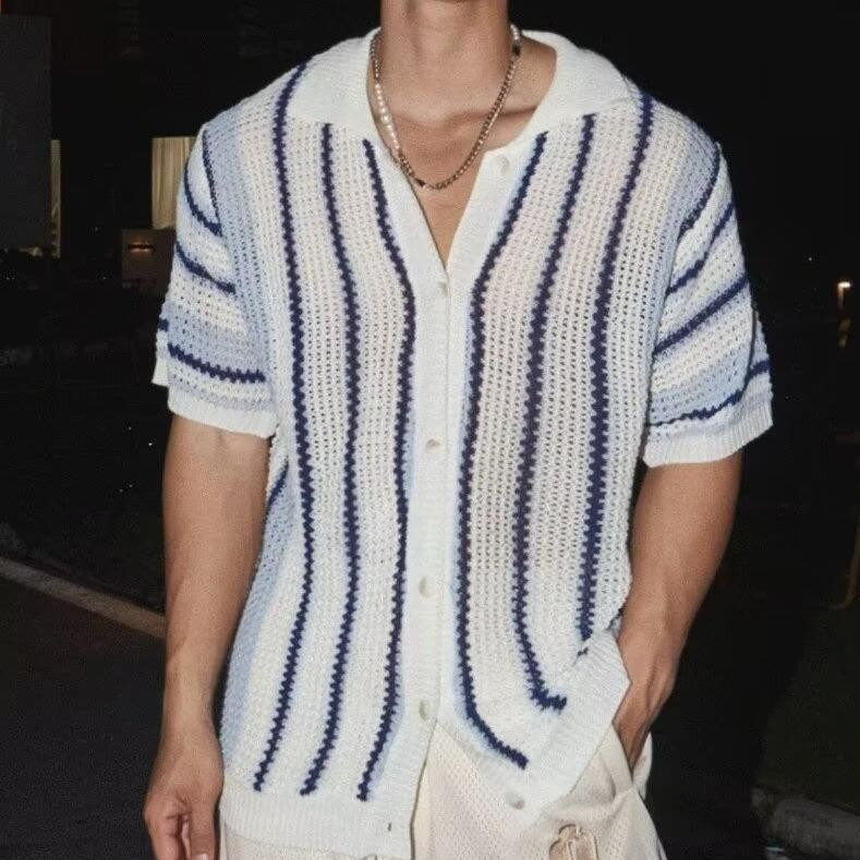 เสื้อเชิ้ตลายทางสไตล์เกาหลี ยูนิเซ็กส์ ทันสมัยและใช้งานได้หลากหลายสำหรับผู้ชาย [COD]