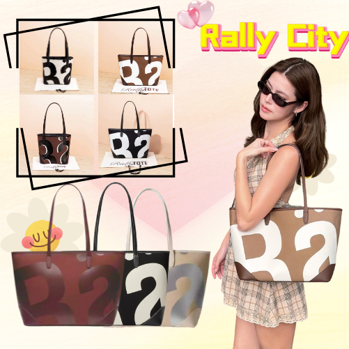 แท้ RALLY TOTE   กระเป๋าสะพายไหล่ยอดฮิต กระเป๋าผ้าใบ สีดำ/ขาว/เดนิม คลาสสิก เก็บของเยอะ