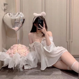 🍧ชุดนอนแบบเซ็กซี่ เสื้อเชิ้ตเซ็กซี่ วัสดุโปร่งแสง ลูกไม้ใสเซ็กซี่ พร้อมส่งจากไทยQQ60