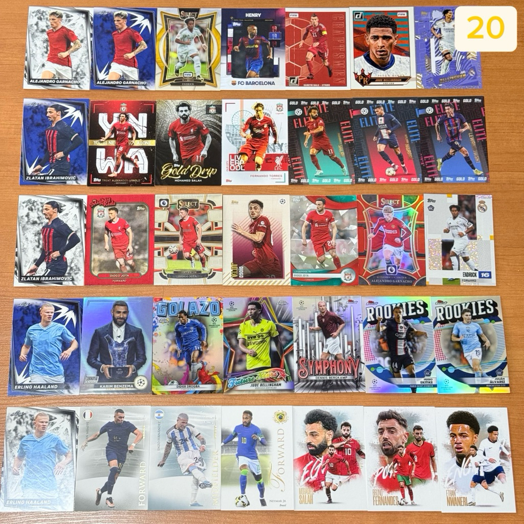 การ์ดสะสมฟุตบอล EKITIKE JOTA SALAH TORRES BRUNO ENZO JUDE DROGBA HENRY BERGKAMP BALE HAALAND NEYMAR 