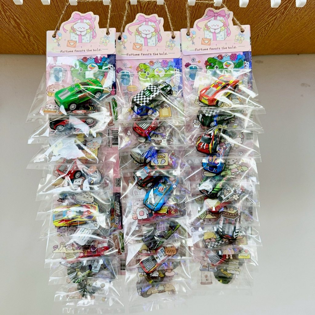รถของเล่นเด็ก(แถมสติกเกอร์) รถซิ่งคันจิ๋ว รถของเล่นยกแผง 1 แผง มี 10 ห่อ โมเดลรถแข่ง พร้อมส่ง